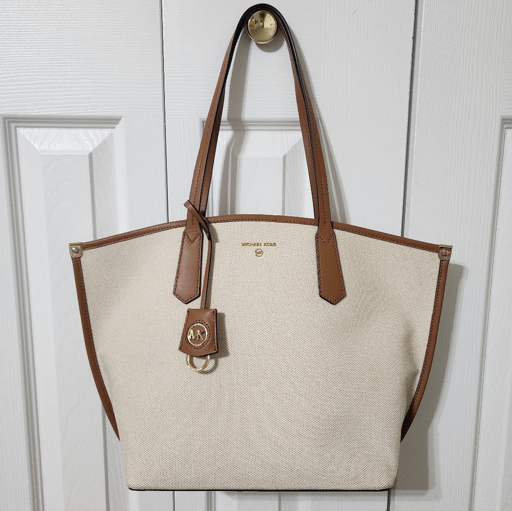 Michael Kors Cream and Brown Tote Bag